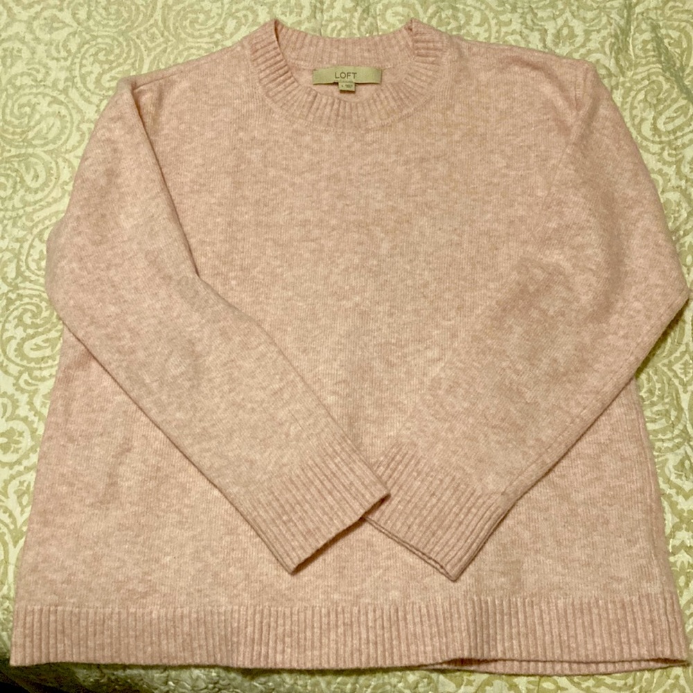 Loft crew neck sweater in pale pink